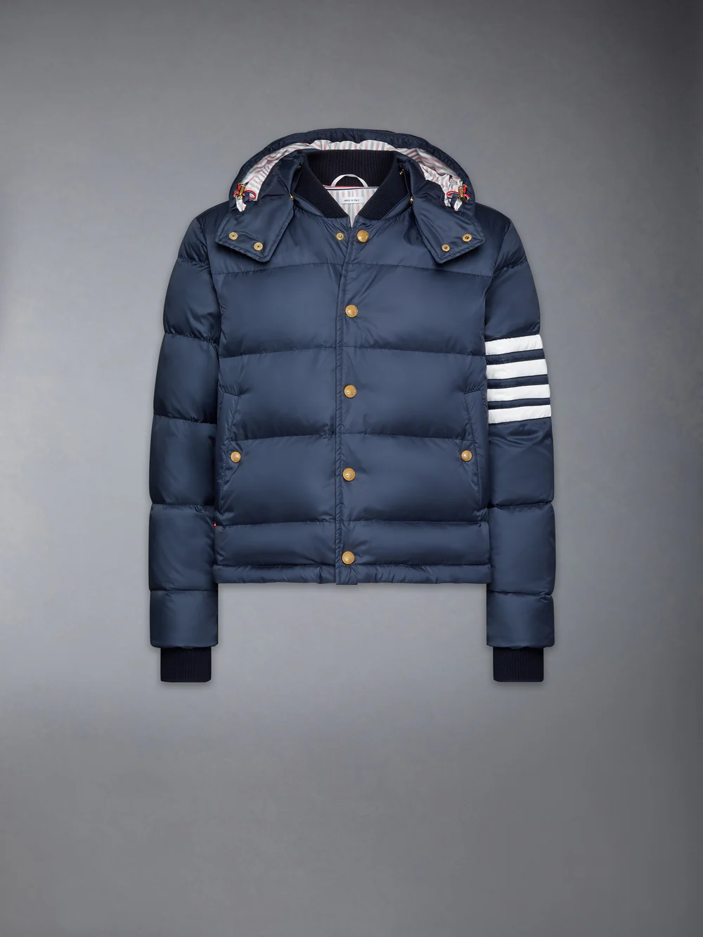 MATTE NYLON 4-BAR Down Filled Bomber Jacket Navy