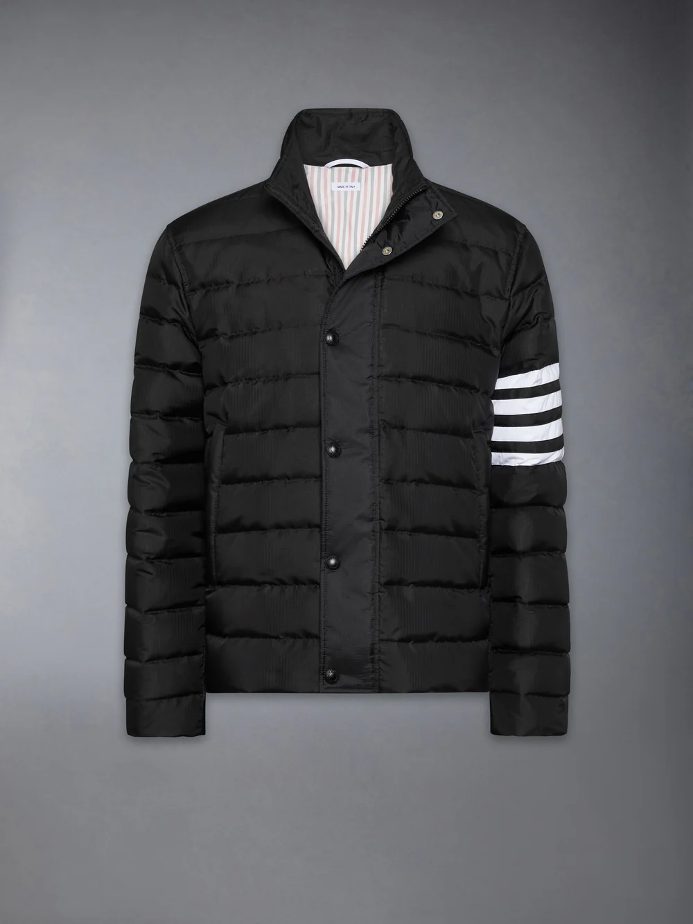 SHINY RIPSTOP Lightweight Down Filled 4-Bar Jacket Black