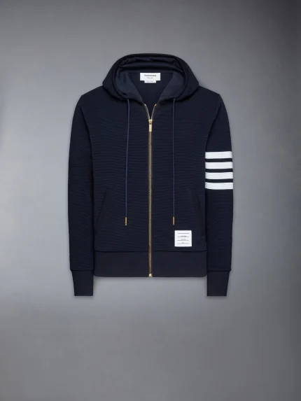 COTTON OTTOMAN 4-BAR ZIP HOODIE NAVY
