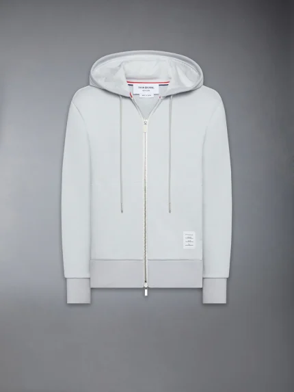 LOOPBACK JERSEY 4-BAR ZIP UP HOODIE PALE GREY