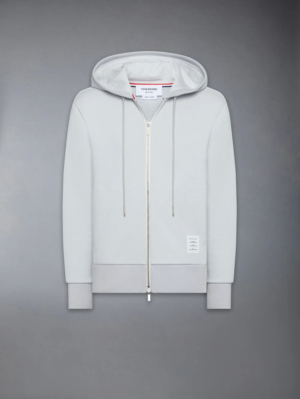 LOOPBACK JERSEY 4-BAR ZIP UP HOODIE PALE GREY