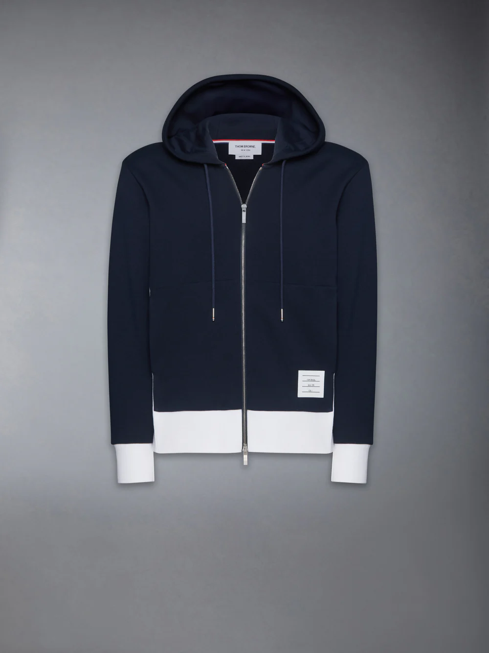 LOOPBACK JERSEY 4-BAR ZIP UP HOODIE NAVY