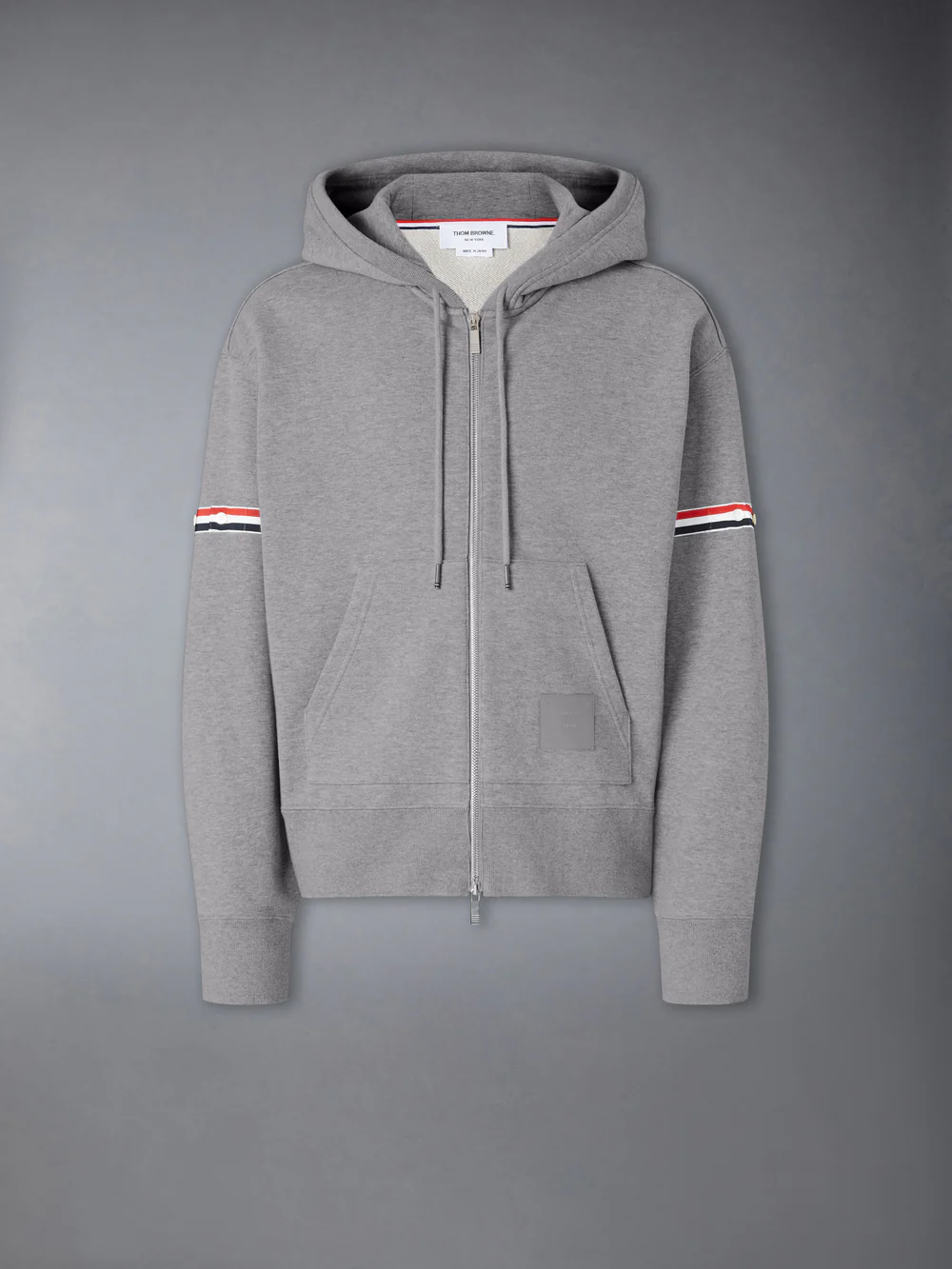 LOOPBACK JERSEY ARMBAND RELAXED ZIP UP HOODIE LT GREY