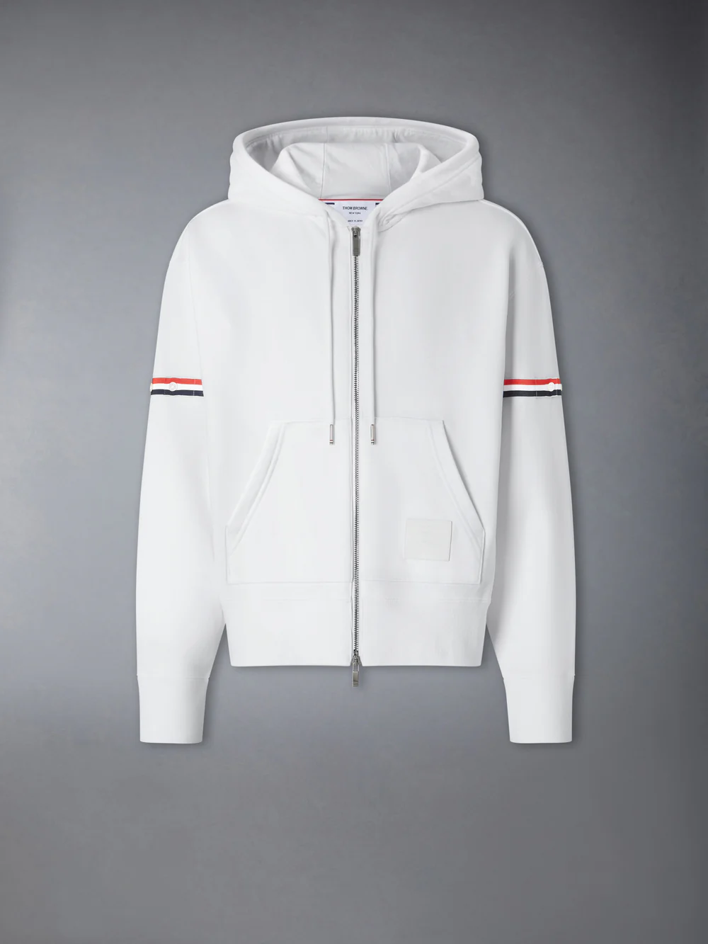LOOPBACK JERSEY ARMBAND RELAXED ZIP UP HOODIE WHITE