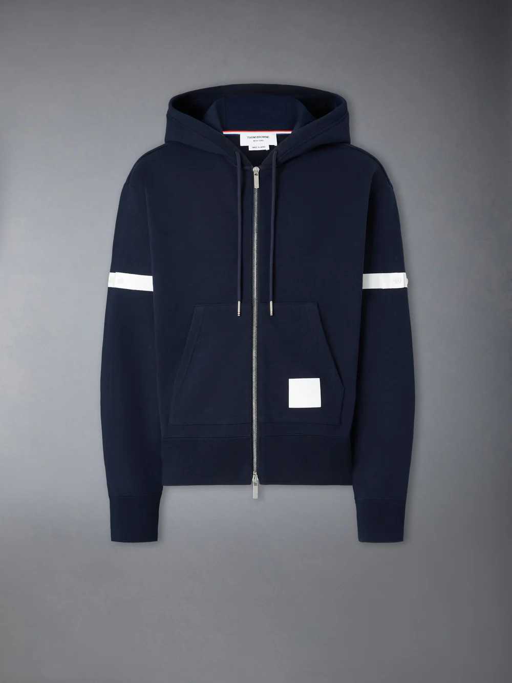 LOOPBACK JERSEY ARMBAND RELAXED ZIP UP HOODIE NAVY