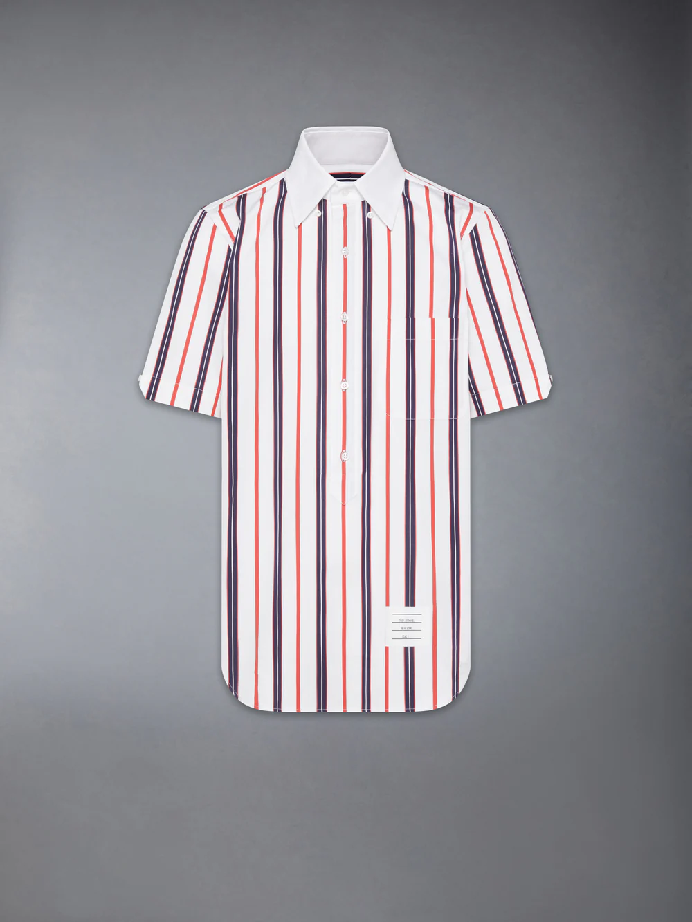 REPP STRIPE POPLIN SHORT SLEEVE SHIRT RWBWHT